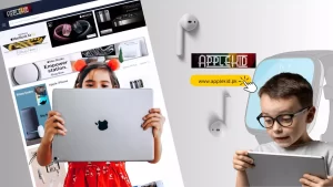 a baby girl holding ipad and a boy kid with ipad