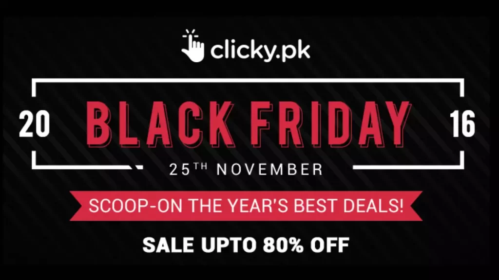 Clicky.pk website landing page showing balck Friday Sales