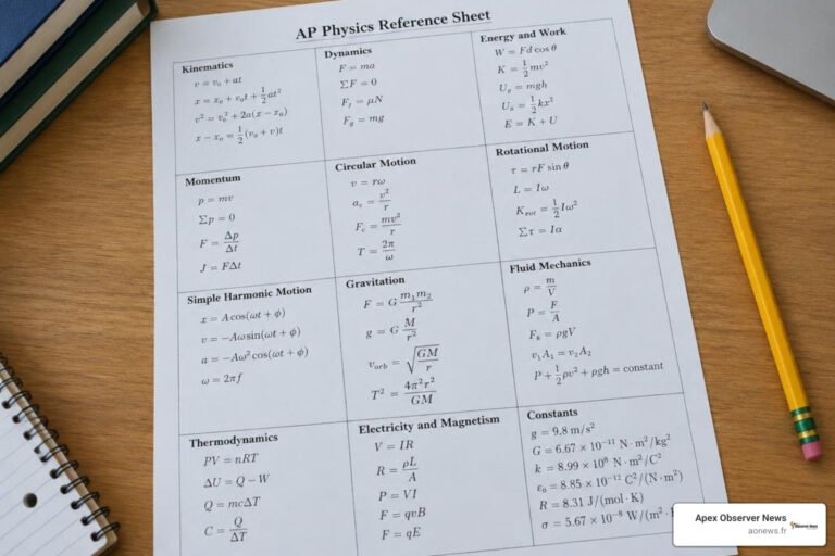 ap physics formula sheet